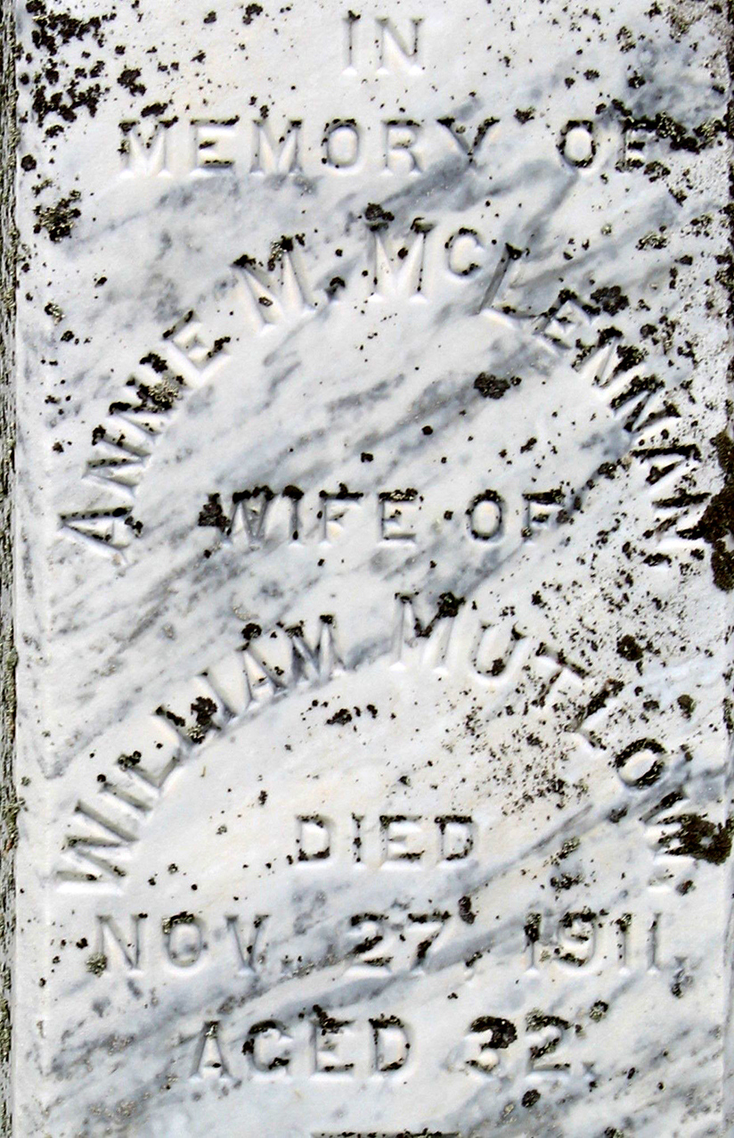 Photo of headstones/Annie May Mutlow d1911 hdstn Birch Hill cem PEI